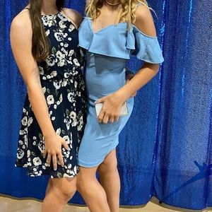 💚 Darling Feminine Blue Dress - SO CUTE.  Worn once - Homecoming HOCO